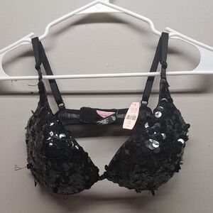 Victoria's Secret Black Sequin Embellished Bra
